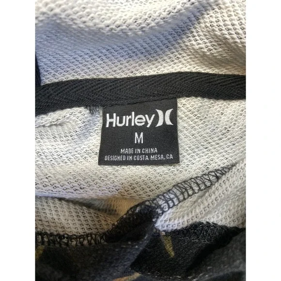 Hurley Palm Print Hoodie Mens Black Gold Excellent Tropical Surf Pullover - Picture 3 of 12